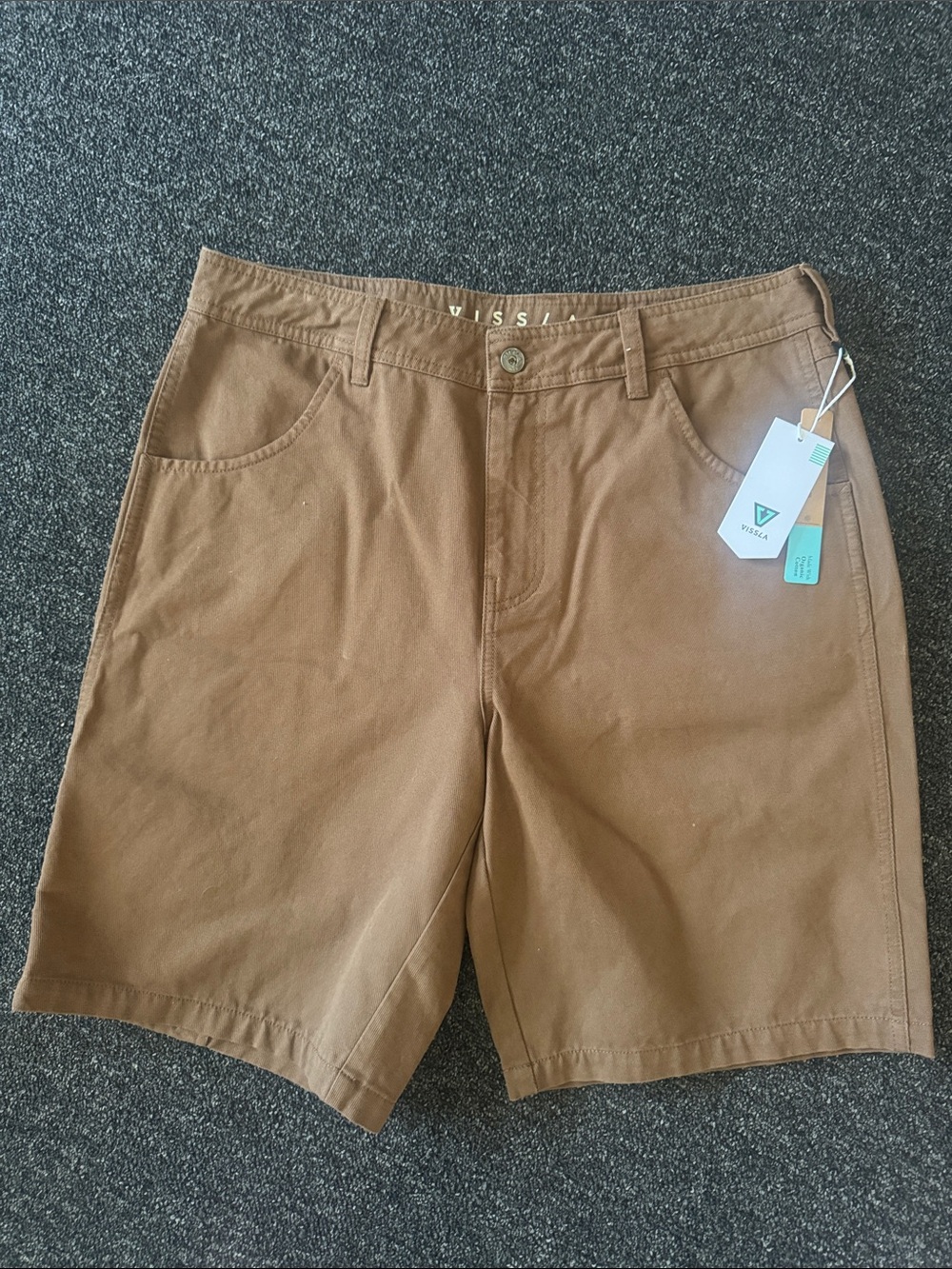 VISSLA Men's  pismo painterTan Canvas Flat-Front Shorts